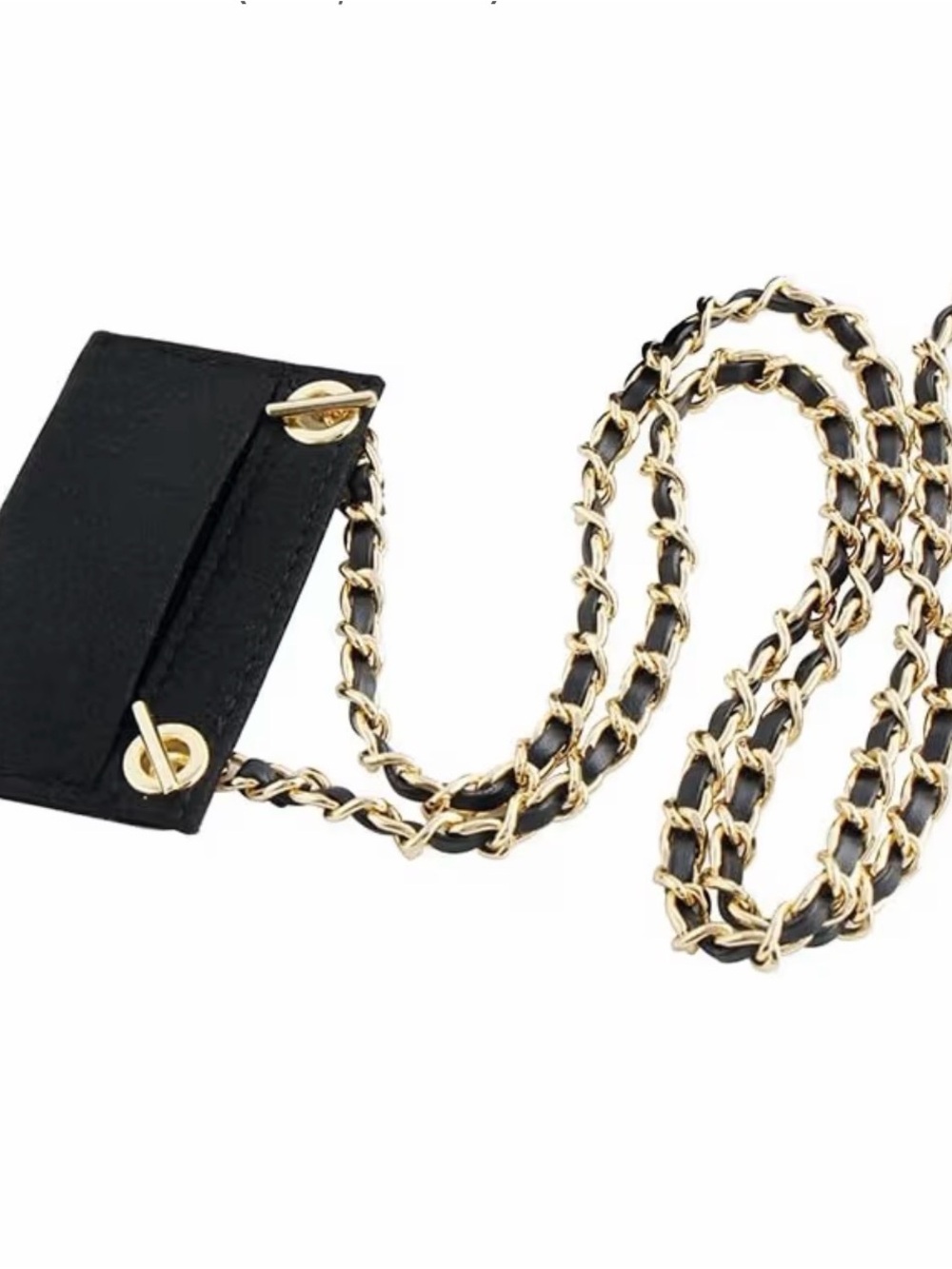Black Leather-Trim Chain Strap Crossbody - Gold Chain